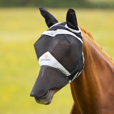 Shires FlyGuard Pro Fine Mesh Vliegenmasker met oren en neusflap