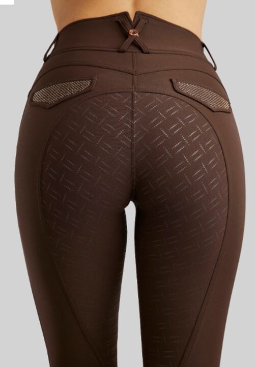 Montar Rijbroek Briella Highwaist Rosegold Crystals FullGrip