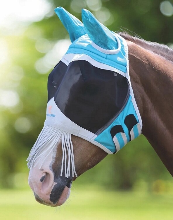 Shires FlyGuard Pro Fine Mesh Vliegenmasker met oren & franjes